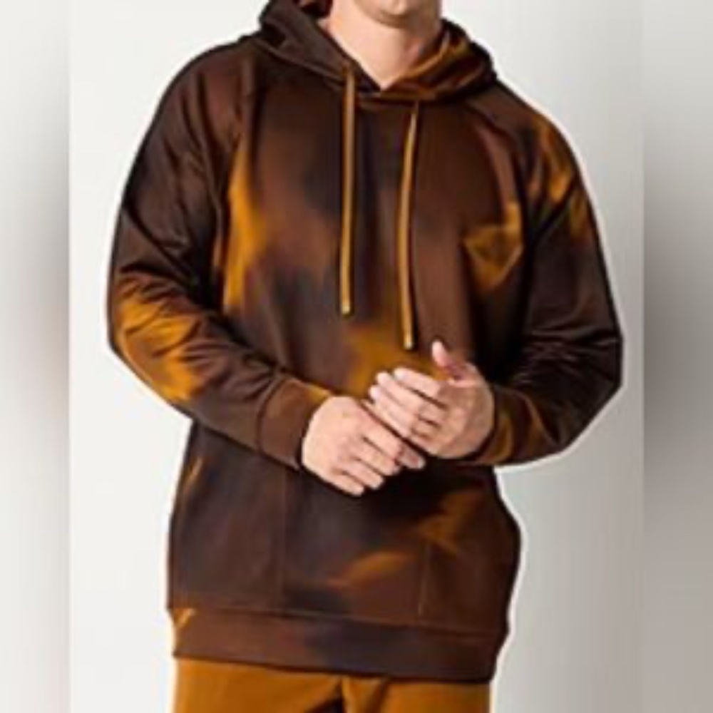 Hoodie XLT - Men's Brown Blur Scuba Big & Tall Train Popover Pullover Quick Dry